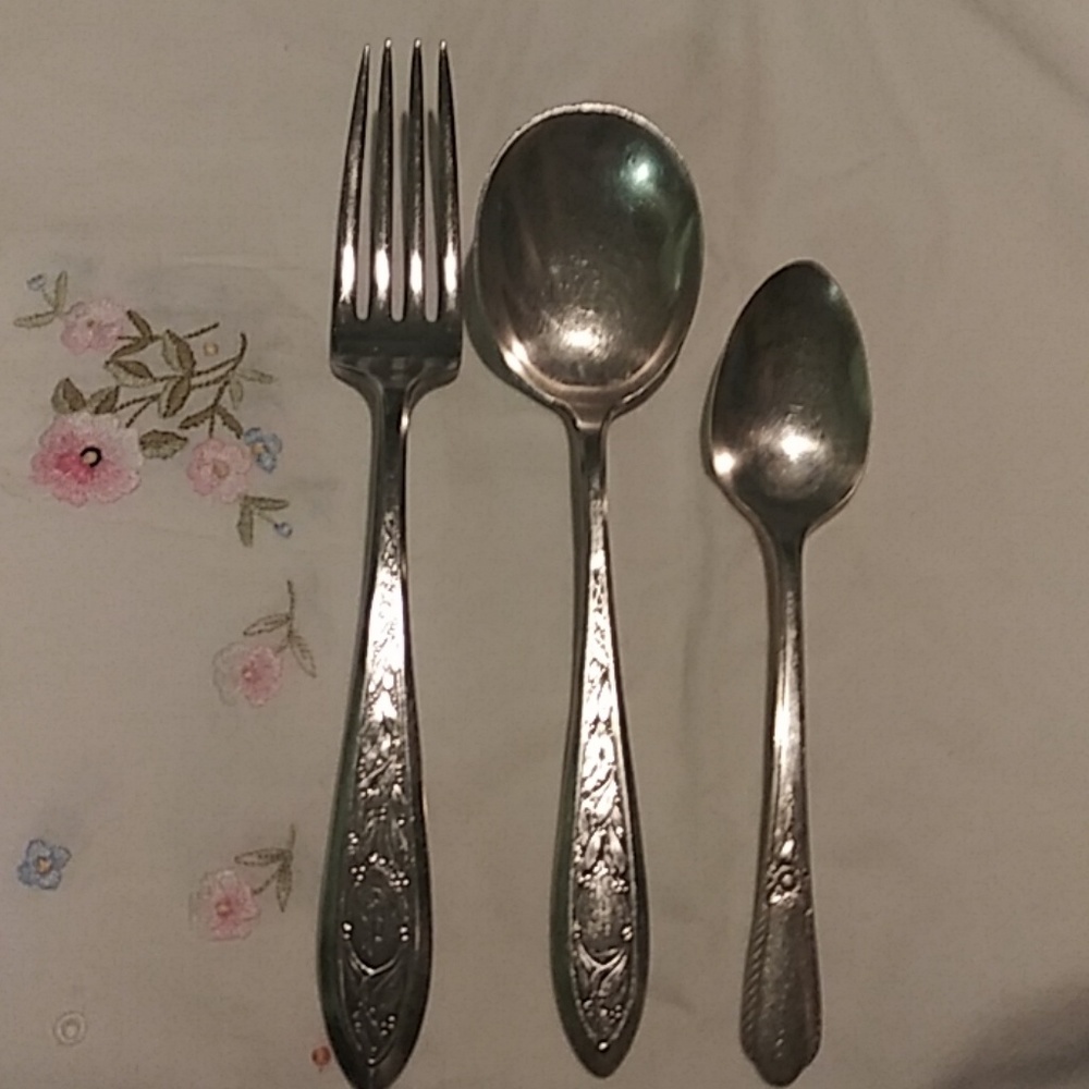 Antique spoon fork little te spoon